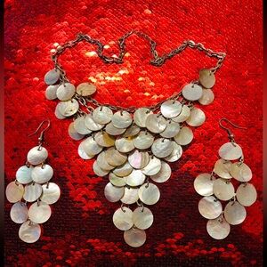 Elegant Shell Disc Necklace and Earring Set